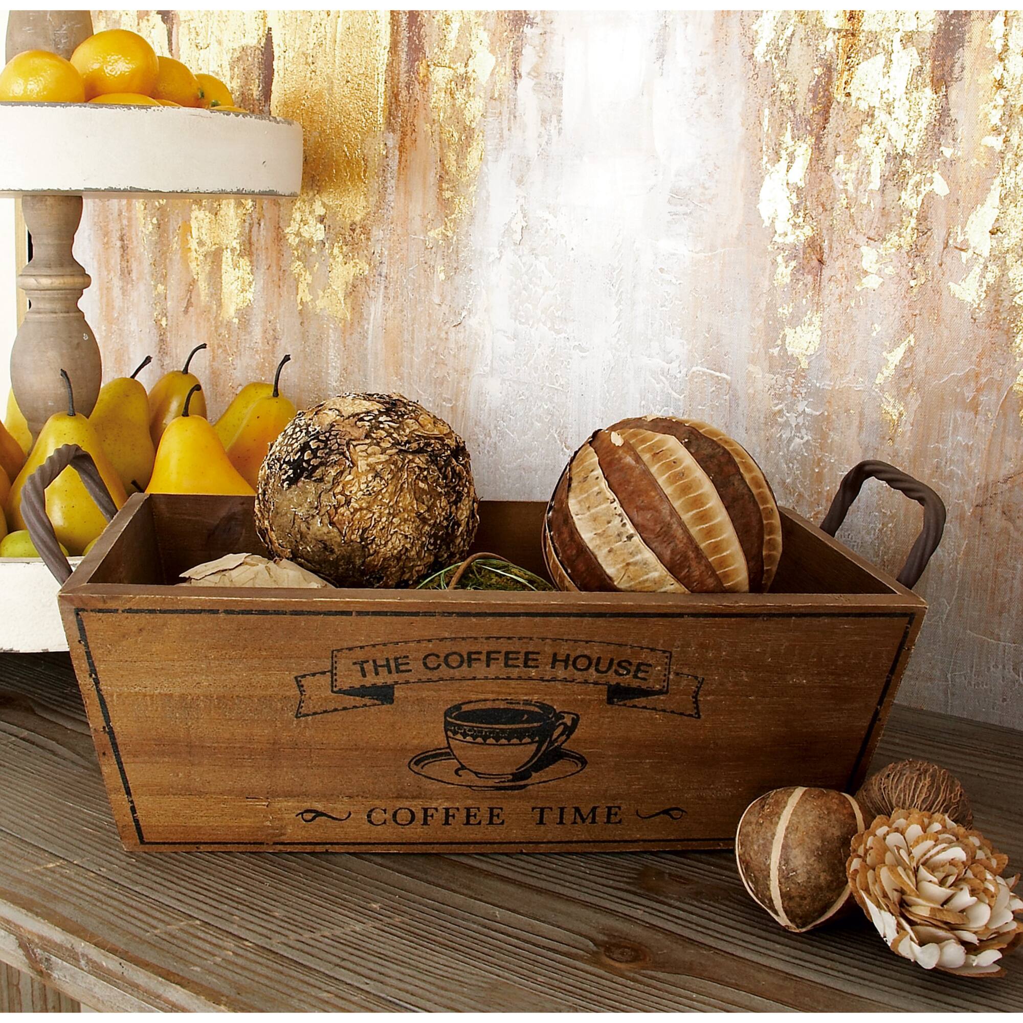 Natural Brown Wood Farmhouse Tray Set